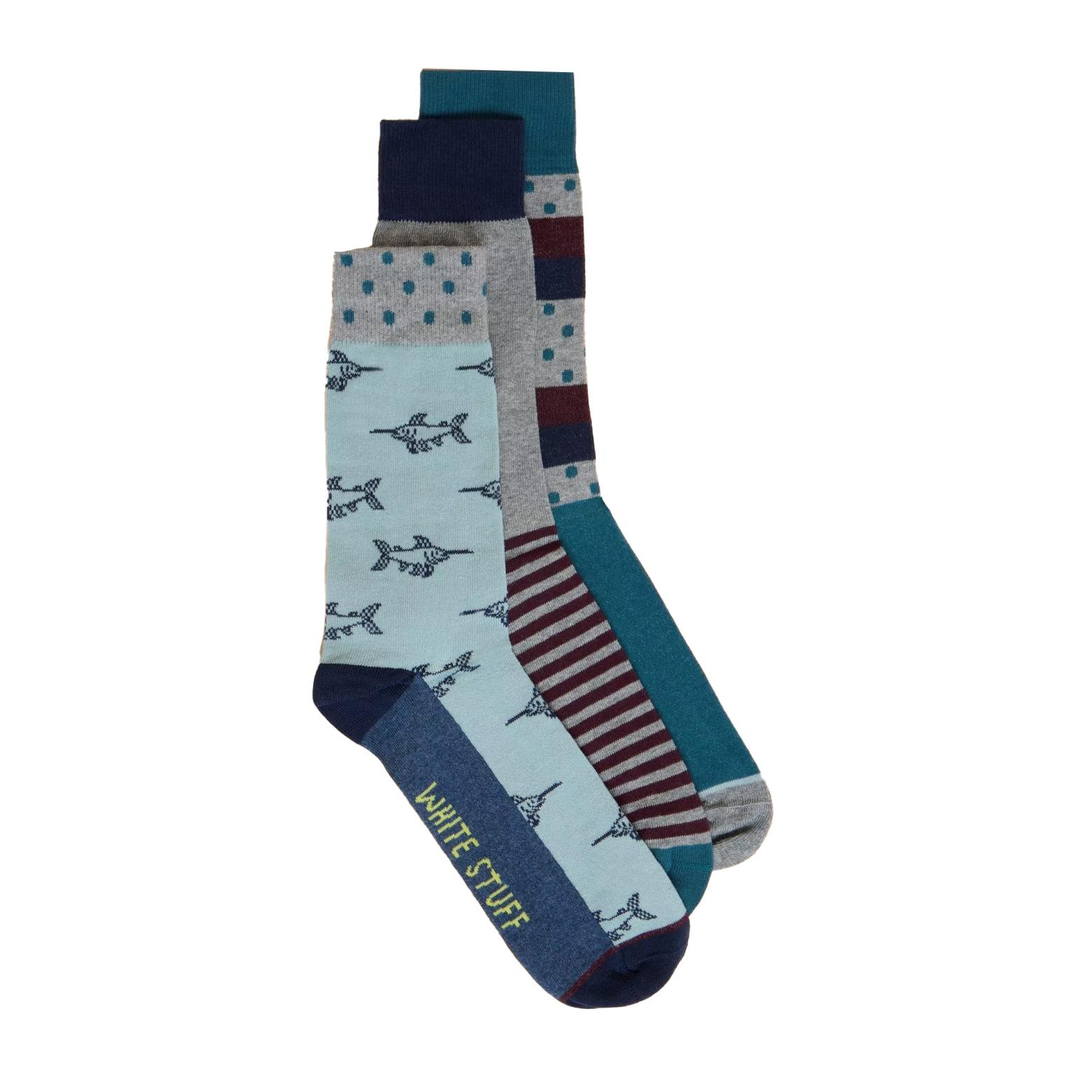 White Stuff 3 Pack Fish Ankle Sock